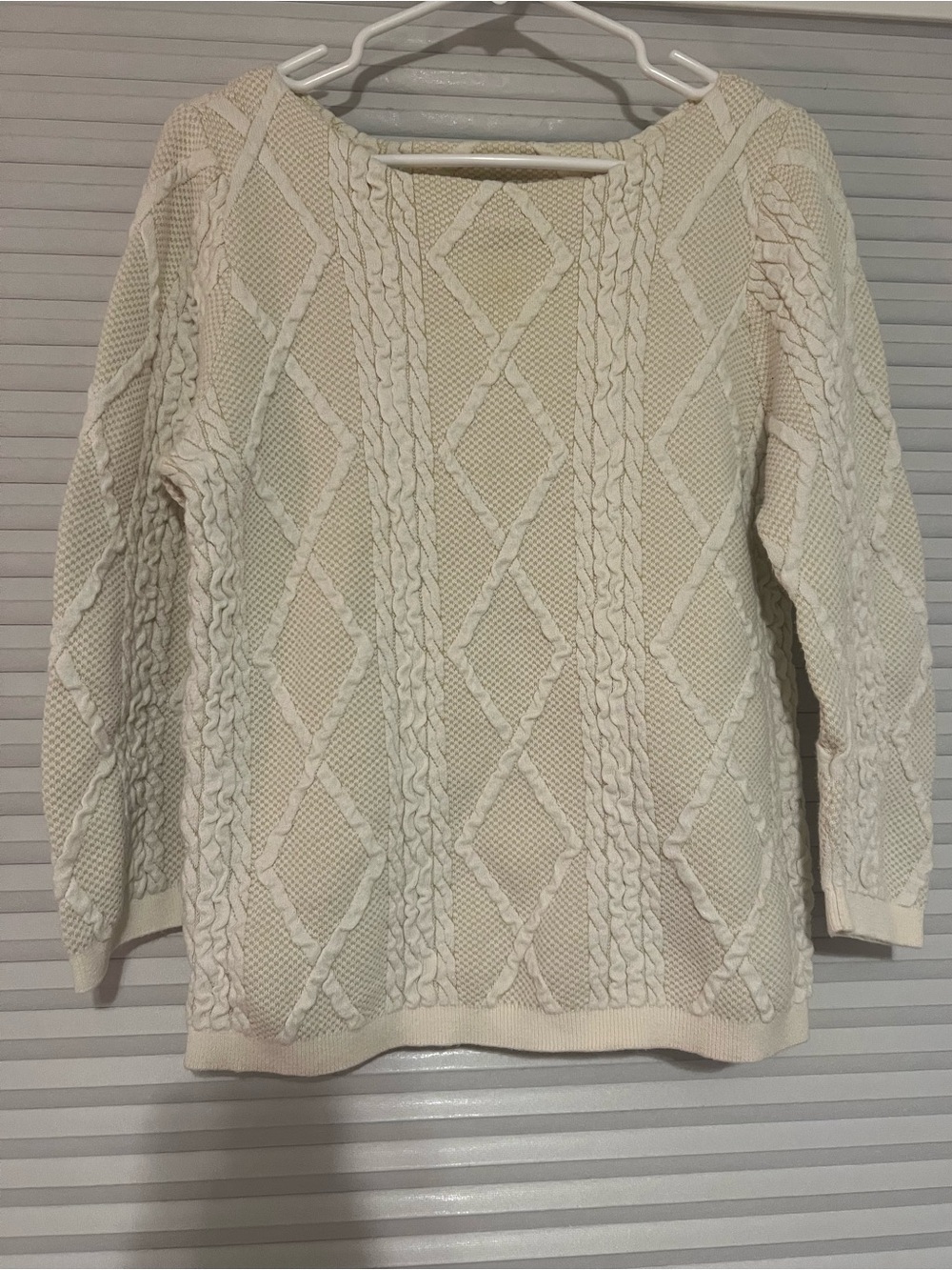 Worthington Cream Cable-Knit Crew Neck Sweater